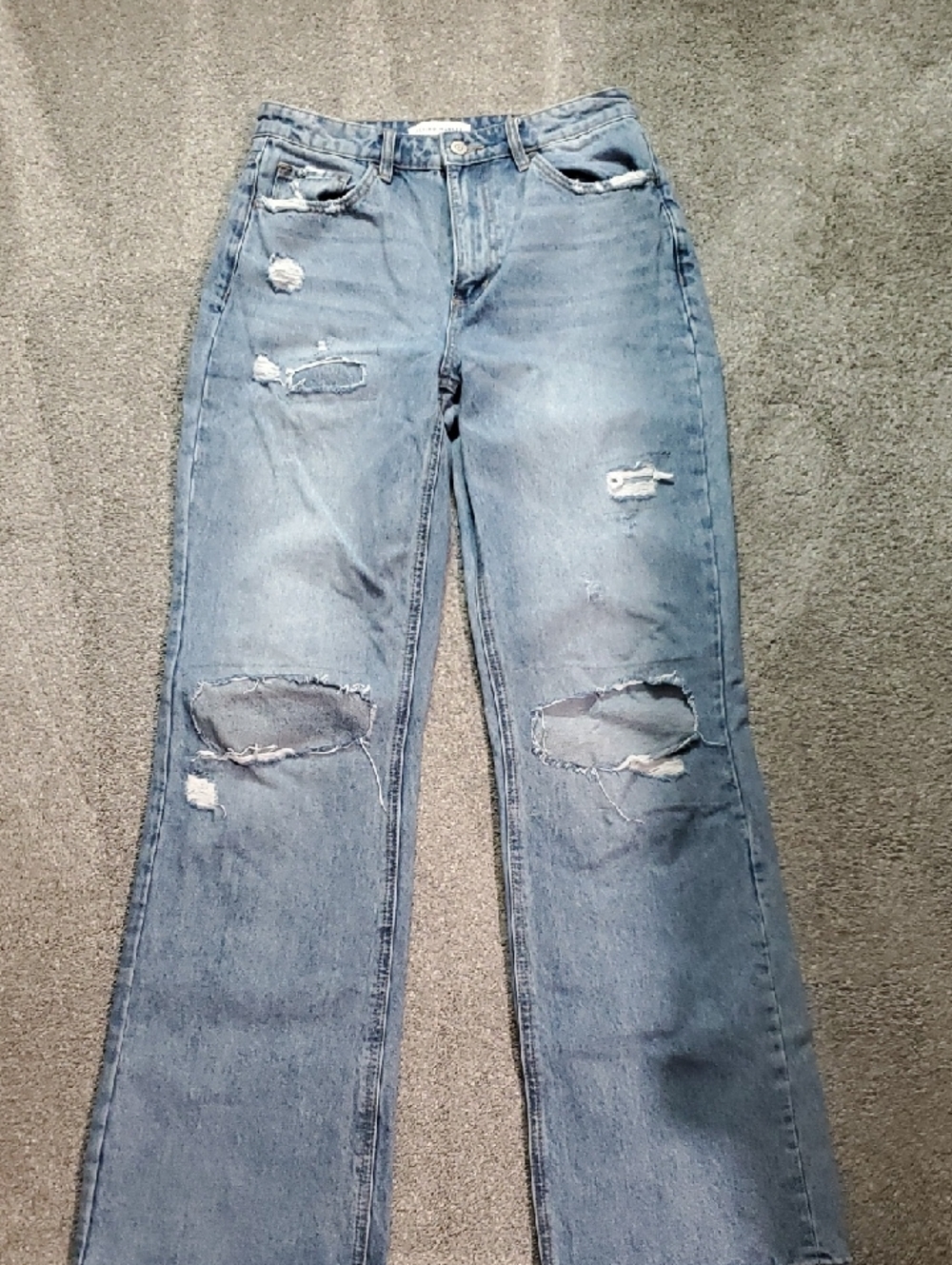 Flying Monkey Light Blue Distressed Flare Jeans